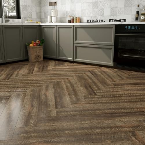 Yenhome 17 Stück PVC Boden Holzoptik Vinylboden Selbstklebend Dunkelbraun 90x15cm PVC Klebefolie Fliesenoptik Bodenfliesen Holz Fliesenaufkleber Boden Wasserdicht Strapazierfähig Küche Flur Garage
