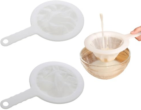 2 Piezas Colador de Malla 100/400 Filtro para Leche, Jugo, Café y Más, Colador de Cocina Ultrafino con Gancho para Kefir, Leche Vegetal y Aceites