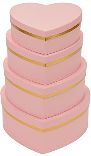 Oairse 4er-Set Geschenkbox Herzform Aufbewahrungsbox mit Deckel - Geschenkschachtel Karton Blumenbox Ordnungsboxen - Schmuckschachtel - Geburtstag, Muttertagsgeschenk