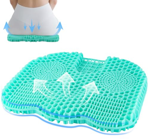 Firhuza Gel Seat Cushion for Long Sitting, Breathable Honeycomb Design Gel Cushion with Relieving Back Coccyx Pain Pressure Cushion, for Car Office Home Wheelchair&Chair