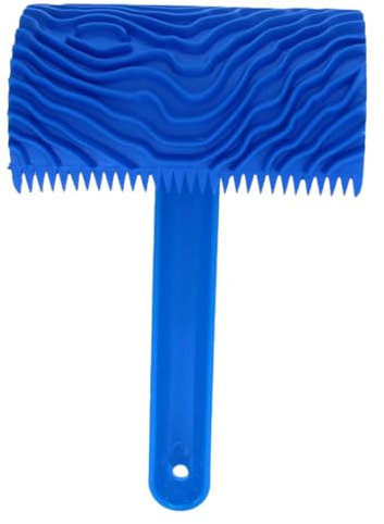 SHINEOFI 2 Pezzi strumenti per venature del legno arredamento per la casa Colore di vernice goffrata parete rulli colla in gomma strumento di pittura a grana Blu
