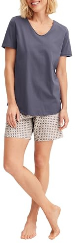CALIDA Blooming Nights Kurz-Pyjama Damen | 100% Baumwolle, weich, atmungsaktiv und hautfreundlich, anschmiegsamer Single Jersey, ideal für warme Nächte