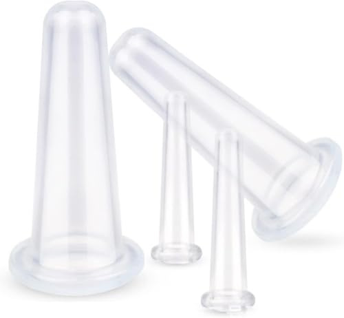 Mioaoa 4Pcs Transparent Massage Cupping Set Silicone Mini Facial Cups Face Massager Helper Skin Care Neck Back Eyes Massaging Cup Safe to Use, Don't Worry About Burns Health Care Products