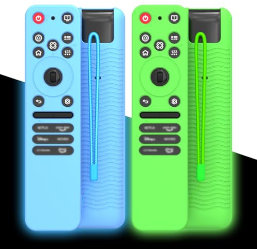 FGERWZ 2-Pack Silicone Remote Case for LG MR25GA Remote (2025), Anti-Slip Shockproof Protective Cover for MR25GA Compatible with 2025 LG OLED Smart TV C5 B5 G5 M5 Series Remote w/Lanyard (Blue+Green)