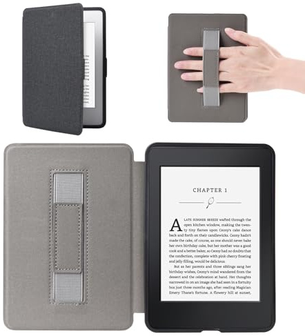 Custodia compatibile con Kindle Paperwhite con chiusura magnetica 2012-2017 (7a/6a/5a generazione, numero di modello: EY21, DP75SDI) con cinturino polso funzione accensione e spegnimento automatico