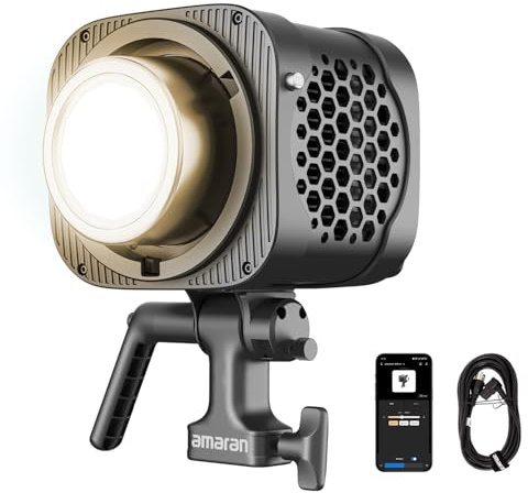 amaran Halo - 200 luci COB compatte da 200 W bicolore a LED, con controllo tramite app, 2.700 K - 6.500 K, 9 luci FX per illuminazione continua per fotografia e registrazione streaming (Halo 200x)