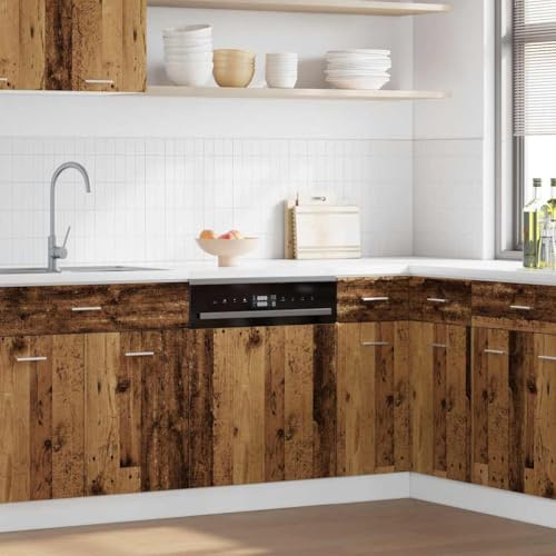 Lyon Old Wood Dishwasher Panel, 45x3x67 cm Engineered Wood Front Protection for Integrated Kitchen Cabinet, Moisture Resistant, Easy Clean Storage Solution