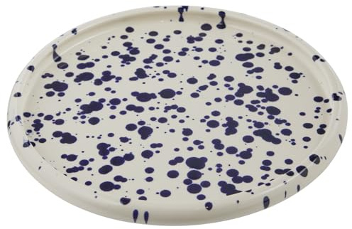 BUTLERS Frühstücksteller Steinzeug - BOOGY SPLASH - spülmaschinenfest | Farbe Blau - ø21 cm - Kuchenteller für Kuchen & Nachspeisen - Dessertteller für Gebäck & Snacks - Sprenkelmuster