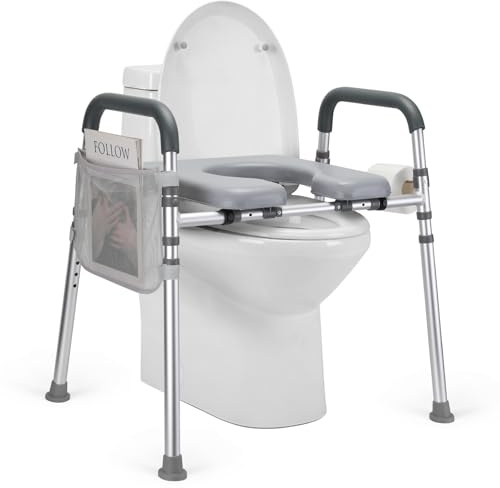 Raised Toilet Seat with Handles for Seniors, Adjustable, 500 lbs