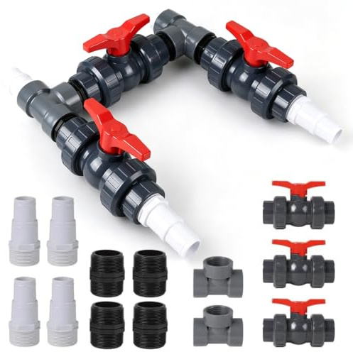Qnbonrich Bypass Pool Set 50 mm, Wärmepumpe Pool Anschluss, Wärmepumpe mit 32mm 38mm Schläuchen, Poolheizung Schwimmbecken Solar Heizung Bypass