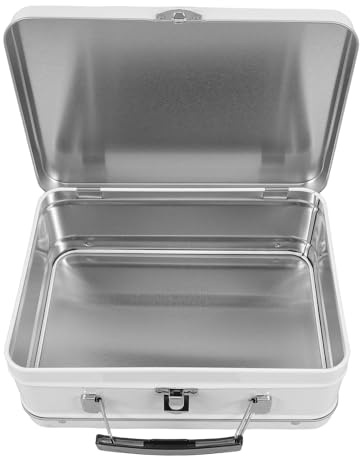 jojofuny Lonchera Metálica Vintage con Cierre Seguro Caja de Almuerzo de Hojalata con Tapa Abatible para Adultos para Escuela Trabajo Picnic y Senderismo Pequeño Portátil y Práctica