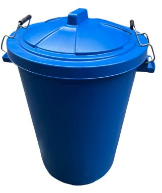 Chabrias Ltd Heavy Duty 85 Litre Black UK Made Plastic Bin Dustbin, Indoor or Outdoor with Locking Clip Lid for Home Garden Rubbish Waste Animal Feed