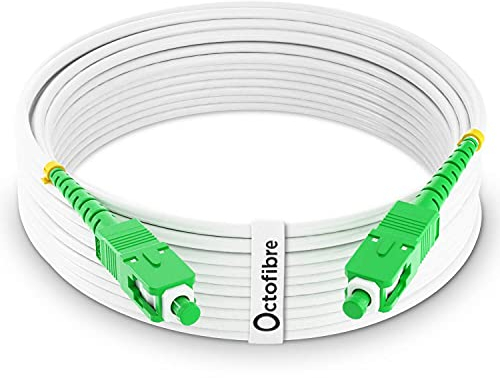 Octofibre - Câble Fibre Optique Orange SFR Bouygues - 15m - Renforcé Avec Blindage Kevlar - Rallonge/Jarretière Fibre Optique - SC APC vers SC APC - Garantie 10 Ans