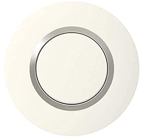 Legrand - Plaque de finition ronde dooxie 1 poste finition blanc mat avec bague plume brillante (gris)