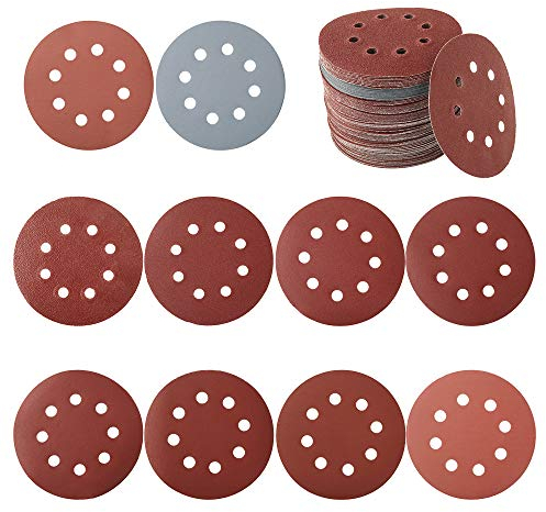100 PCS Disque de ponçage, disque abrasif, papier sablé, papier de verre pour grain de ponceuse circulaire 80/180/240/320/400/800/1000/1500/2000/3000 125 mm