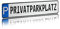 Individuelles Parkplatzschild 520x110mm mit P-Symbol aus Aluminium Wunschkennzeichen mit eigenem Text Wunschname für Parkplatz Schild (04 P - Privatparkplatz)