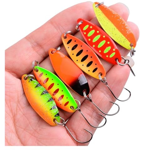 5/6PCS/Lot Copper Spoon Bait 3.5g 5g 40mm Metal Fishing Lure With Single Hook Hard Bait Lures Spinner For Trout Perch (Color : 5PCS 4CM 5G)