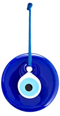 Erbulus 8,9 cm Glas Blau Evil Eye Wandbehang Ornament – Evil Eye Decor – türkisches handgefertigtes Nazar-Amulett – Heimschutz Charm – Evil Eye Wanddekoration Amulett in einer Box