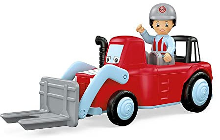 Toddys by siku 0134, Willy Worky, 2-teiliger Hoflader, Zusammensteckbar, Inkl. beweglicher Spielfigur und abnehmbarer Palette, Hochwertiger Schwungradmotor, Rot/Hellblau, Ab 12 Monaten
