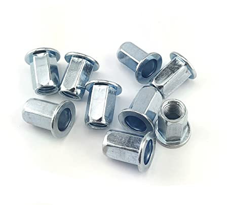 10 tuercas de remache ciegas M8 hexagonales de cabeza redonda plana de acero galvanizado