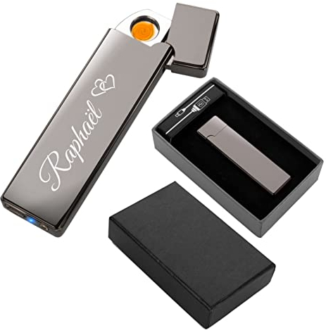 Pierre Cardin® Smart Briquet électrique avec gravure personnalisée comme cadeau de Noël, d'anniversaire, etc. Livré dans un emballage cadeau Noir