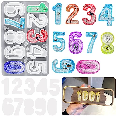 DIYBravo Stampi Numeri per Resina Epossidica Stampi Portachiavi Stampi Silicone Resin Shaker Numbers Molds per Numero di Porta Segno della Porta FAI DA TE