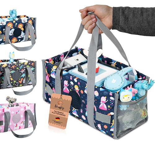 Knuffig Toniebox Tasche - Tragetasche für Toniebox & Zubehör, Aufbewahrung für Figuren, Musikbox Tasche für 2 Boxen, Abnehmbare Trennwände, Perfekt für Kinder & Reisen (Prinzessin)
