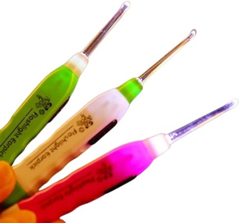 Ear Pick Wax Remover Cleaner l Safe LED Flashlight Earpick l LED Light Earwax Removal Kit Ear Pick Cleaner Kit l Lighted Ear Curette l Ear Cleaning Tweezer l Ear Wax Spoon Digger & Tweezers