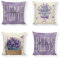4er Set Lila Kissenbezug 50x50 cm mit Lavendel Muster Design, Soft Beidseitig Kissenbezüge Quadratische Kissenhülle für Wohnräume Sitzgelegenheiten, Betten und Stühle Dekokissen Mit Reißverschluss