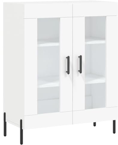 vidaXL Sideboard, Kommode mit viel Stauraum, Highboard Wohnzimmerschrank mit Eisenbeinen, Schrank Anrichte Beistellschrank, Weiß Holzwerkstoff