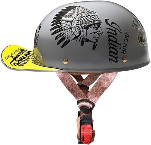 XRDSHY Halbschalenhelm Mit ECE-Zulassung Vintage Motorradhelm Baseball Cap Cruiser Chopper Scooter Helm Herren Retro Motorrad Halbhelm Damen Mofa Helm,M-M/{57~58cm}