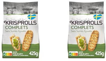 KRISPROLLS - Petits Pains Suédois Complets - Sans Sucres Ajoutés - Sans Huile De Palme - Sans Additif Ni Conservateur - 425g (Lot de 2)