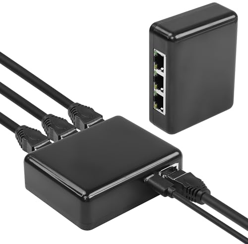 CERRXIAN Splitter Ethernet 1 a 3 uscite, RJ45 ad alta velocità 1000 Mbps, cavo di alimentazione USB, 3 dispositivi contemporaneamente