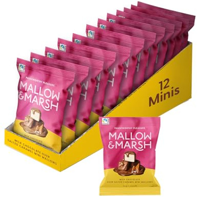 Mallow & Marsh Milk Chocolate over Salted Caramel Mini Mallows – Multipack 12 x 36g