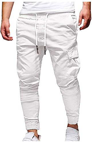 Pantalon Cargo Homme, Jogging Homme Pantalon Hippie Chino Salopette De Travail Pantalon Jogging Homme Moto Hiver Blanc Leger Ski Femme Noir Cargo TreillisA009,XL