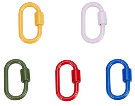 DELORIGIN 5Pcs 5 Color Enamel Alloy Carabiner Lock Screw Carabiner Clip 1.4x0.86inch Climbing Lock Durable Lightweight Oval Clasps for Outdoor Sports Climb Keychains Camping