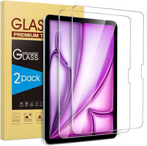 TECH SHEK UK) Screen Protector for iPad Air 13-Inch M2 (2024) with Easy Installation Frame, Tempered Glass Film, HD Clear, 2-Pack