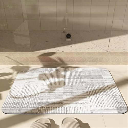 Einfach Badezimmerteppich Badematte rutschfest, Bathroom Mat Mats, Diatomite Stone Bath Mat, Badezimmer Teppiche, Duschvorleger Schnelltrocknend, FußMatte Badezimmer Duschmatte Stein 60x120cm