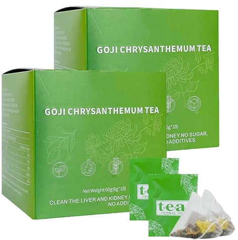 Goji Berry Chrysanthemum Tea, 60g Herbal Dandelion Wolfberry Tea, Chrysanthemum Goji Berry Tea, Liver Tea Formula Chrysanthemum, Dandelion Wolfberry Liver Health Chinese Tea Bags (2)