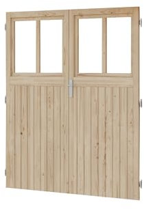 CHILLROI® Doppelflügeltür aus Holz inkl. Türschloss und Rahmen in verschiedenen Ausführungen nordische Fichte (B/T/H) 174 x 3,6 x 180,5 cm (naturbelassen)