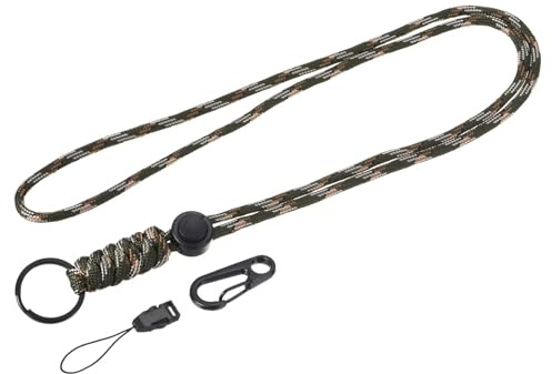 TOP-VIGOR 1Pcs Badge Lanyard, 20 Inch Necklace Keychain Badge Cord Metal Clasp Hook Ring Strap for Keys Whistle ID Card Badge Holder, Camo Green