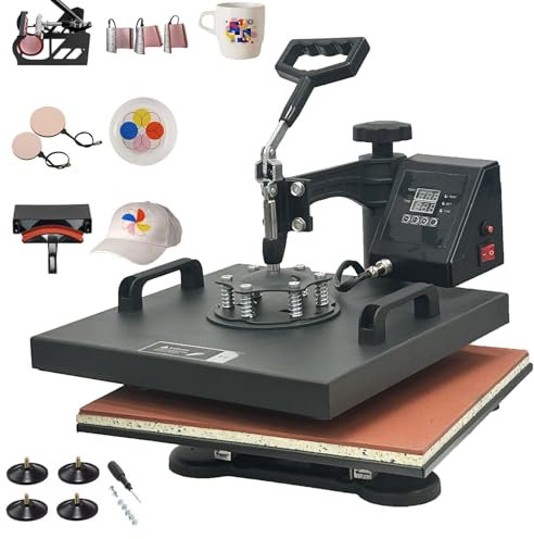 otmechl Transferpresse Hitzepresse 38x38cm Textilpresse 8 in 1 T-Shirt Heat Press 360 Grad Schwenkbar DIY Mulitifunktional Heißpresse Maschine Sublimation Wärmepresse mit Doppelte Digitalanzeige