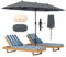 RELAX4LIFE Grand Parasol Double 4x2 M, Grand Parasol de Jardin Extérieur avec Manivelle, 12 Baleines, Toile Polyester Hydrofuge, Protection Solaire, Montage Facile pour Terrasse, Piscine (Gris)