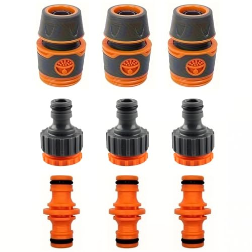 Connettori per Tubi Flessibili da 1/2, 9 Pezzi Raccordi per Tubi Irrigazione, Raccordi per Tubi Giardino, Raccordi Rapidi,Raccordo per Tubo Giardino Rapido,Connettori per Tubi da Giardino Raccordi