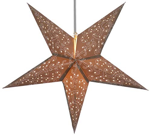 GURU SHOP Faltbarer Advents Leucht Papierstern, Weihnachtsstern 60 cm - Tantalos Braun, Papiersterne 60 cm