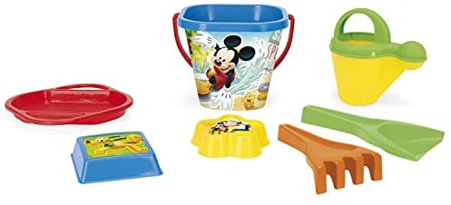 Wader 77142 - Eimergarnitur DISNEY Winnie Pooh mit Eimer, Sieb, Sandmühle, Schaufel, Rechen und 2 Sandformen, 7 teilig, mehrfarbig, ab 12 Monaten, ca. 20 cm, für fantasievolles Spielen