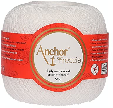 Anchor Freccia Stärke 16 4771016-07901 weiß Häkelgarn, 100 % Baumwolle