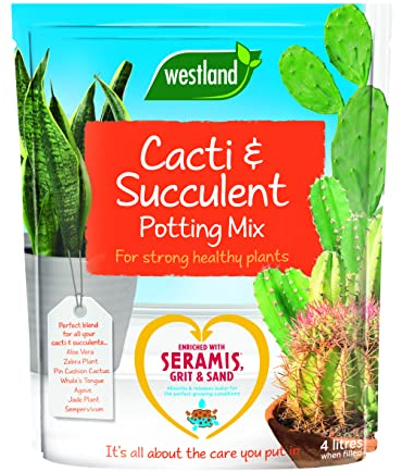 Westland 10200054 Cacti/Succulent Potting Compost Mix and Enriched with Seramis, 4 liters, Brown