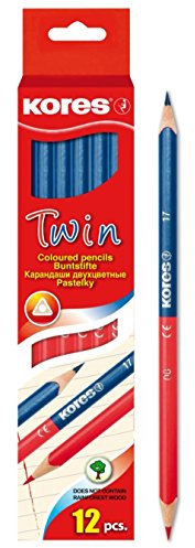 Kores Buntstift Twin Jumbo, 3-kant, 3 mm, 12 Stück, blau/rot