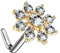 Piersando Piercing Stab Stecker Gebogen mit filigraner Kristall Blume Nase Ohr Tragus Helix Lippe Intim Nasenpiercing Nasenstecker Nasenflügel Gold